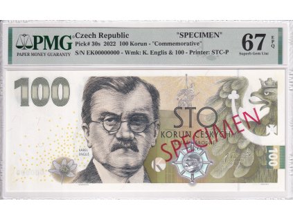Bankovka 100 Kč 2022 A PMG 67 EPQ