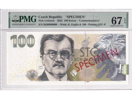 Bankovka 100 Kč 2022 A ORLICE PMG 67 EPQ
