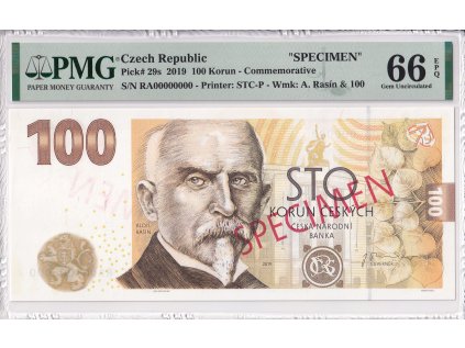 Bankovka 100 Kč 2022 RA A RASIN PMG 66 EPQ