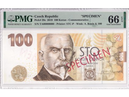 Bankovka 100 Kč 2022 TA A RASIN PMG 66 EPQ