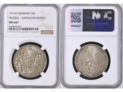 NEMECKO PRUSKO 3MARKA 1913 A MS64PLUS
