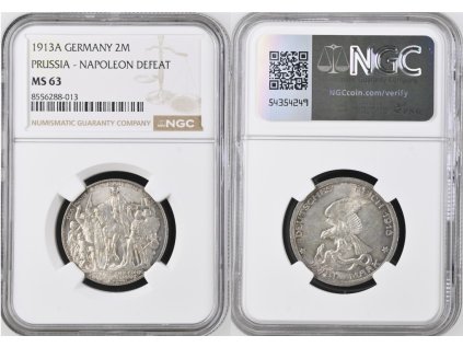 NĚMECKO PRUSKO 2 MARKA 1913 A MS63