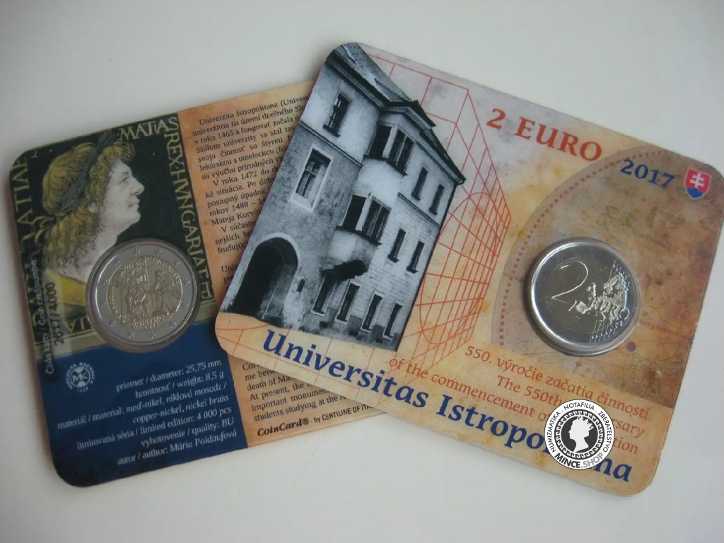 Slovakia 2 Euro Coin Universitas Istropolitana 2017 Cooincard