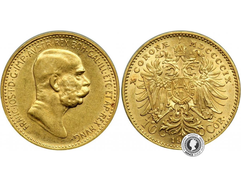 Zlatá minca 10 koruna 1909 Franz Joseph I. bz