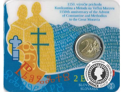 Slovakia 2 Euro Coin 1150th Anniversary of the Advent of St Cyrillus and Methodius in Great Moravia 2013 Coincard