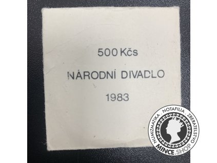 Strieborná minca 500 Kčs / 1983 - Národné divadlo - kvalita BK 0/0 v numizmatickej obálke