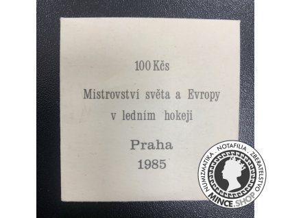 Strieborná minca 100kcs / 1985 - MS hokej - kvalita BK 0/0 v numizmatickej obálke