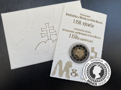 2€ PROOF / 1150. výročie príchodu misie Konštantína a Metoda na Veľkú Moravu - coincard