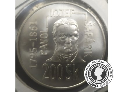 Strieborná minca proof 1995 Šafárik 200 Sk