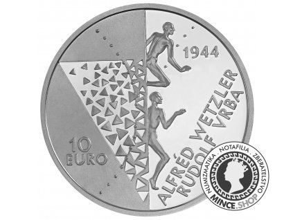 Strieborná minca 10€ (2024) proof - Podanie správy o nacistických vyhladzovacích táboroch Auschwitz a Birkenau - 80.výročie / Wetzler, Vrba, holokaust