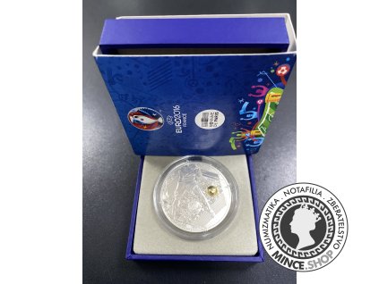 Strieborná minca 10€ Proof EURO UEFA / 2016 kicking the golden ball - Majstrovstvá Európy vo futbale Francúzsko