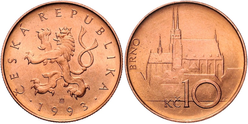 10 Kč 1993 vzácná desetikoruna