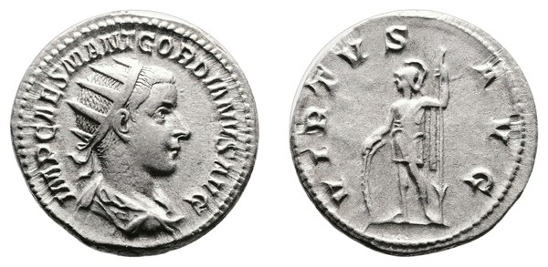 Římská říše, Gordianus III., antoninián 238–239, Řím, rub Virtus