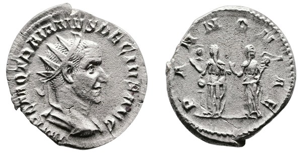 Římská říše, Trajan Decius, antoninián, rub PANNONIAE, 250–251