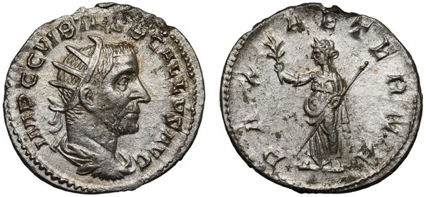 Trebonianus Gallus, antoninián, Řím 251–253, rub Pax