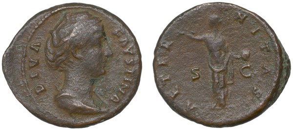 Faustina starší, as s opisem DIVA FAVSTINA a rubem AETERNITAS