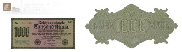 Německo, bankovka Říšské banky 1000 marek, Berlín 15. září 1922