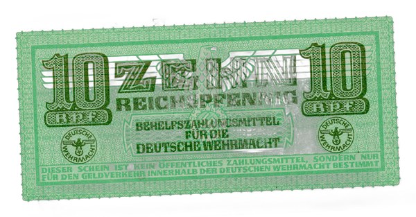 Německo, pomocná poukázka 10 říšských feniků pro wehrmacht