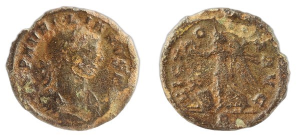 Aurelián – bronzový denár s Viktorií, Řím 270–275
