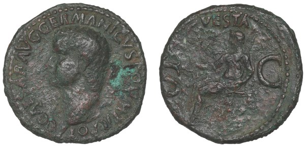 Caligula, as, rub VESTA S C, Řím