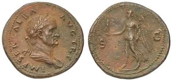 Galba, as s Victorií a S C, mincovna Řím, 68–69 n. l.
