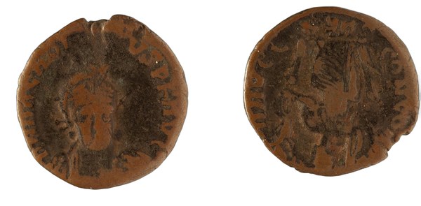 Arcadius, bronzová mince AE3, Kyzikos 401–403