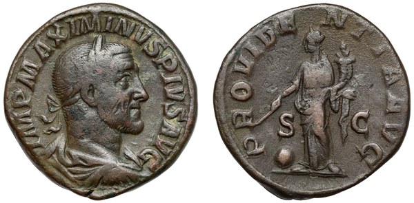 Sestercius Maximina Thraxe, Řím 235–238, rub PROVIDENTIA AVG
