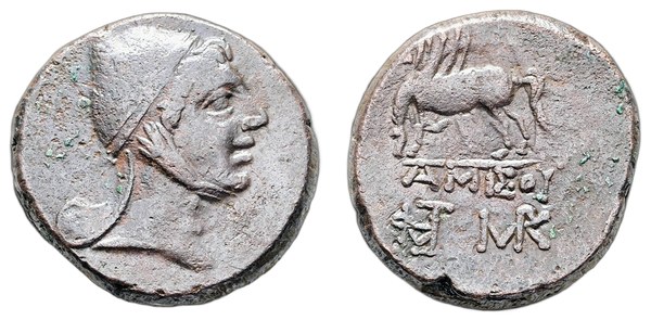 Amisos – bronzová mince z doby Mithridata VI. Pontského, 120–63 př. n. l.