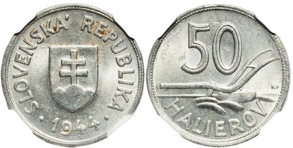 Slovenský štát, 50 halierov 1944, hliník, Kremnica