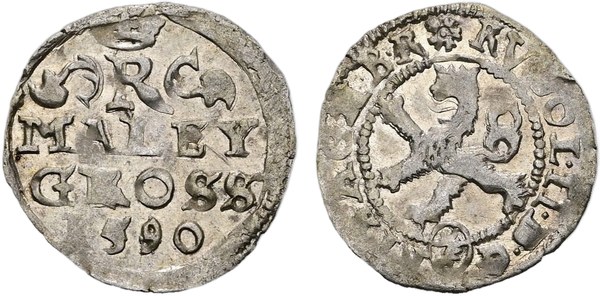 Rudolf II. Habsburský, malý groš 1590, Kutná Hora
