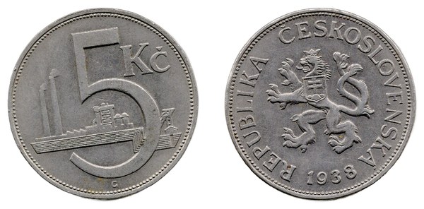 Pětikoruna 1938, Československo