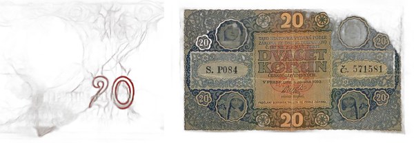 Československo, státovka 20 korun 1919 podle návrhu Alfonse Muchy