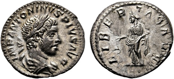 Římská říše, Elagabalus – denár, Řím, LIBERTAS AVG