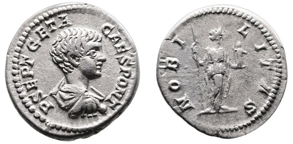 Římská říše, Geta jako caesar – denár, Řím, NOBILITAS