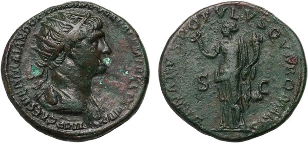 Traján, dupondius, Řím 98–117