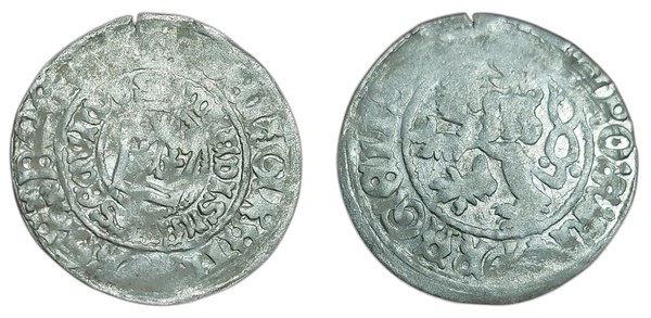Pražský groš Vladislava II. Jagellonského – líc a rub