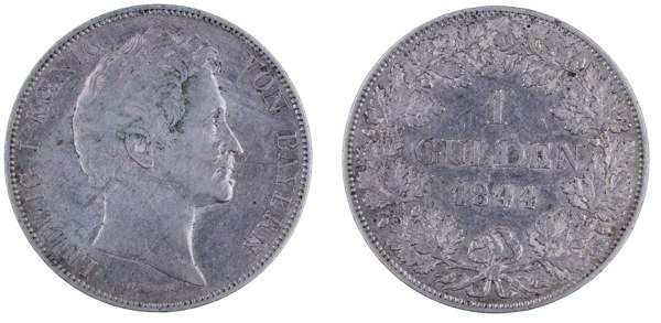 Bavorsko, Ludvík I., 1 gulden 1844
