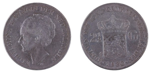 Nizozemsko, královna Vilemína, 2½ guldenu 1930