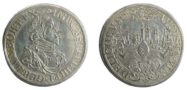 Tolar města Augsburgu 1641 s portrétem Ferdinanda III.