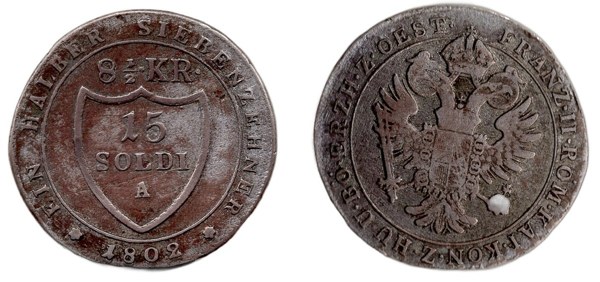 František II., 15 soldi / 8½ krejcaru 1802 A, Vídeň, pro Gorici