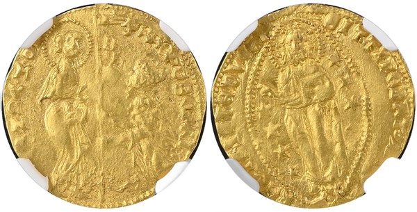 Benátky, zlatý dukát (cekin) dóžete Francesca Foscariho, 1423–1457