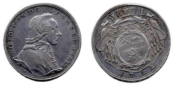 Hieronymus Colloredo – ½ tolar, Salcburk 1782