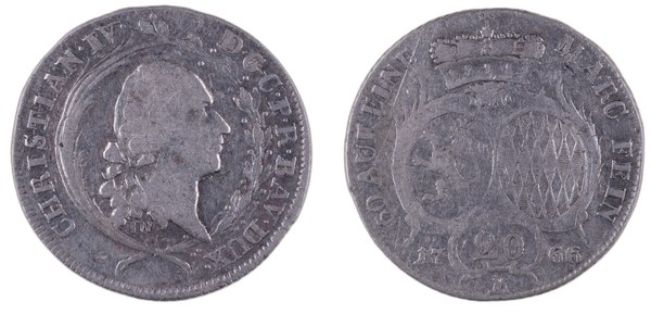 20 krejcar 1766 IW/M Christian IV. Pfalz-Birkenfeld-Zweibrücken