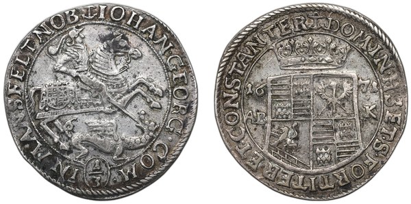 Německo 1/3 tolaru 1671 AB-K – Mansfeld-Bornsted