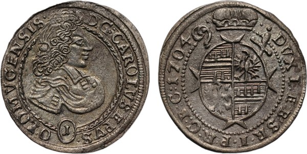 1 krejcar 1704 – Karel III. Josef Lotrinský Olomouc