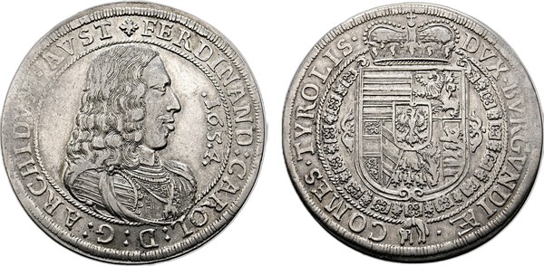 Tolar 1654 Arcivévoda Ferdinand Karel Tyrolský Hall