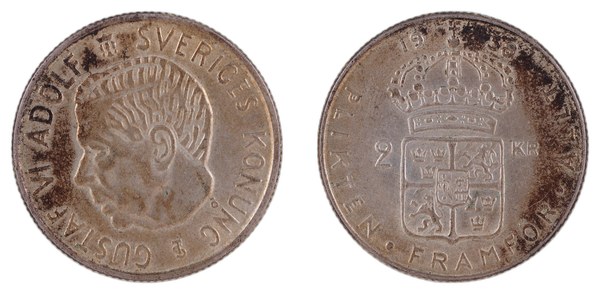 Švédsko – 2 koruny 1952, Gustaf VI. Adolf – líc a rub