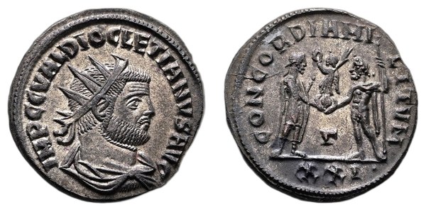 Antoninián Diocletiana, RIC V/2 306 – líc a rub