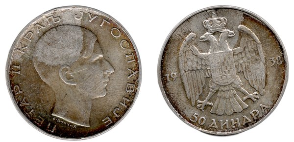 Jugoslávie – 50 dinárů 1938, Petr II.