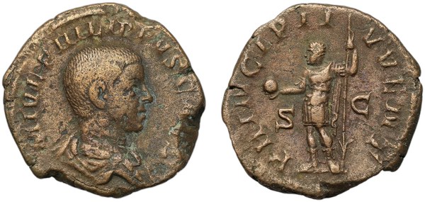Philipp mladší – sestercius s titulem caesara